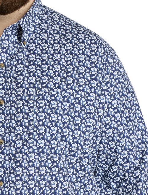Harbor Bay By Dxl Big & Tall Easy-care Floral Print Sport Shirt In Multi