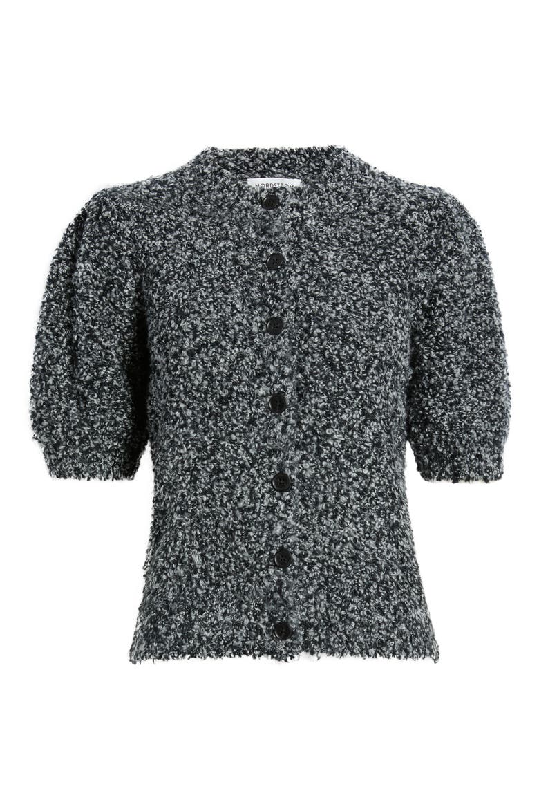 Puff Sleeve Textured Cardigan, Main, color, GREY- BLACK MARL