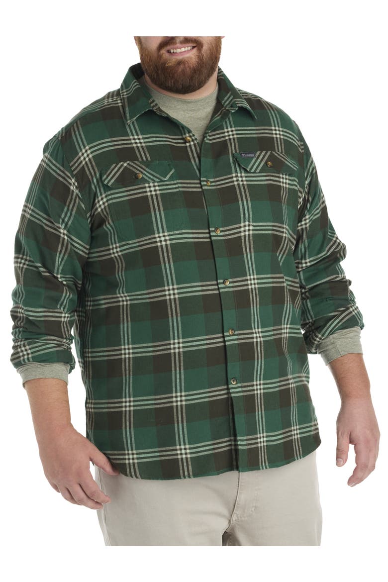 Big & Tall Flare Stretch Flannel Sport Shirt, Main, color, RAINFOREST