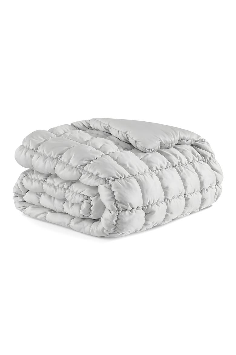 Silky Puff Squares Comforter, Main, color, PEARL GRAY