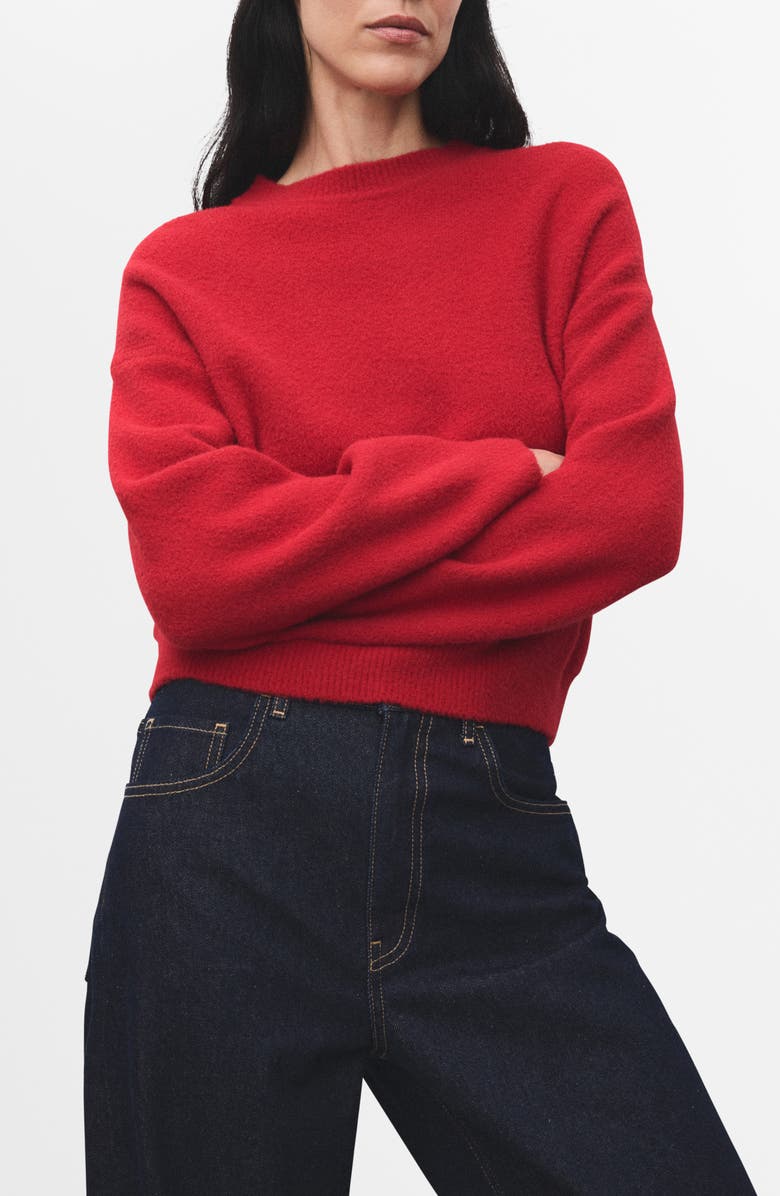 MANGO Knit Crewneck Sweater, Main, color, Red