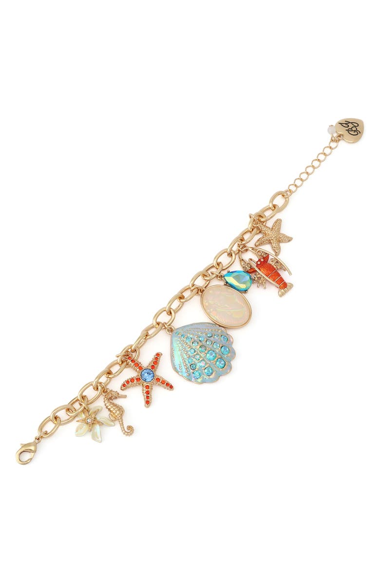 Betsey Johnson Sealife Charm Flex Bracelet, Alternate, color, Blue