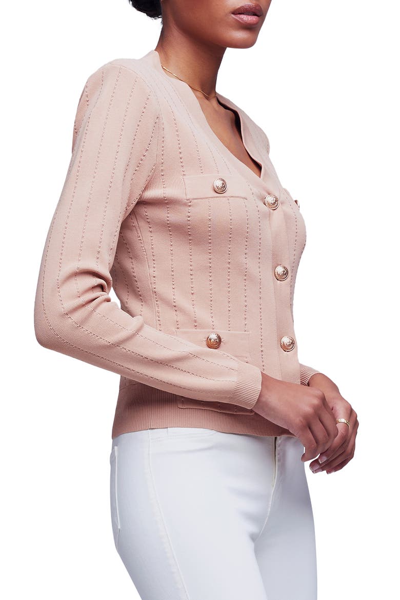 Calypso Pointelle Cardigan, Alternate, color, DUSTY PINK