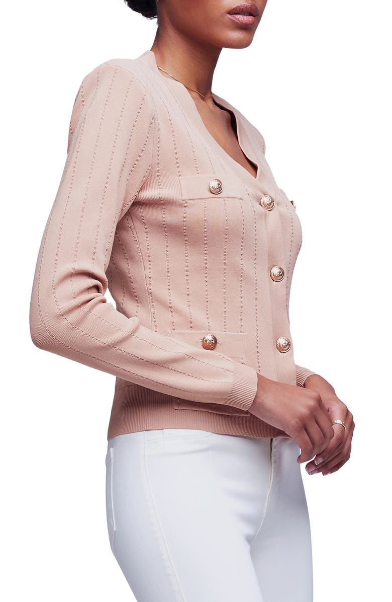 L'AGENCE Calypso Pointelle Cardigan, Alternate, color, 