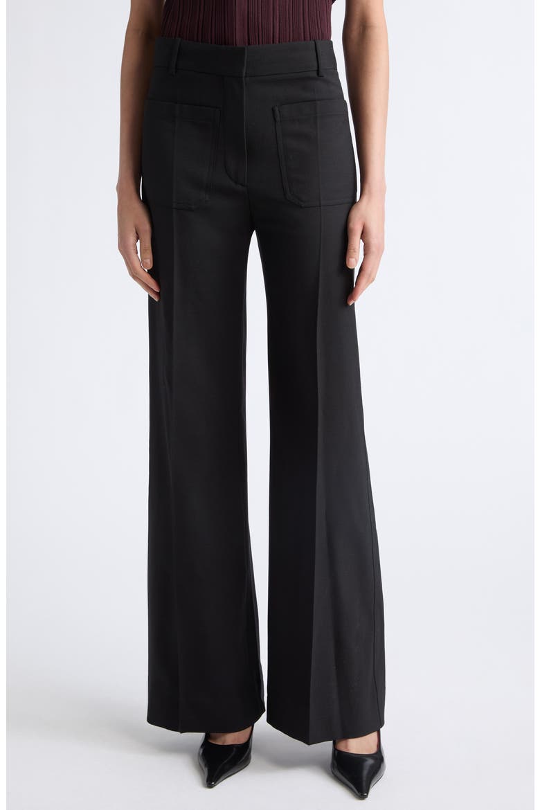 Alina High Waist Stretch Flare Pants, Main, color, BLACK