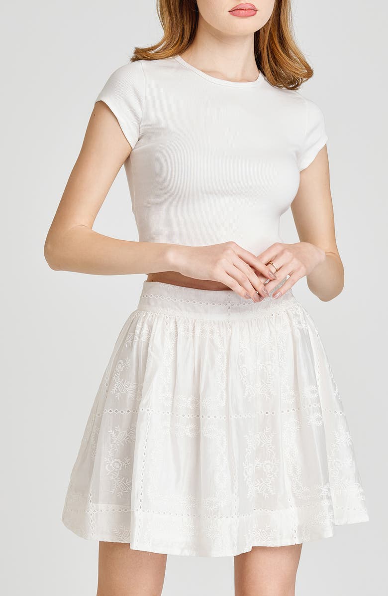 WAYF Rosalie Embroidered Miniskirt, Alternate, color, Eggshell