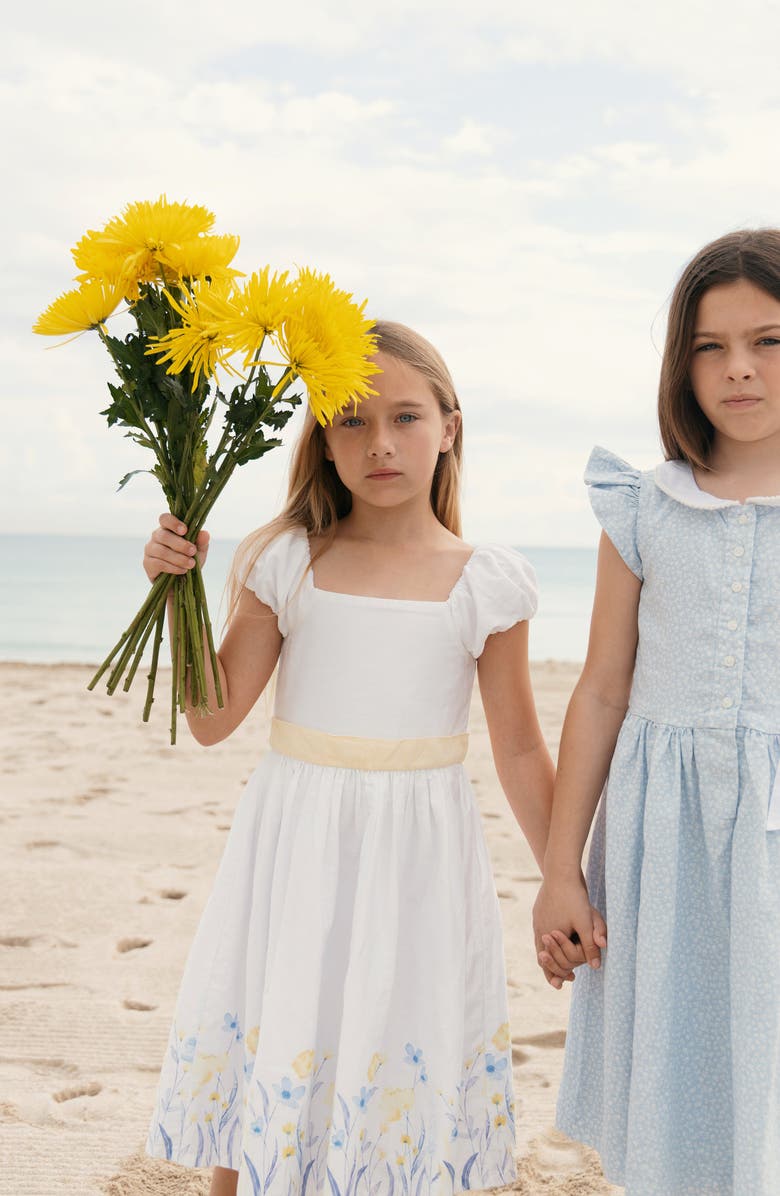 Hope & Henry Kids' Organic Puff Sleeve Sateen Party Dress, Alternate, color, Sunlit Border Floral