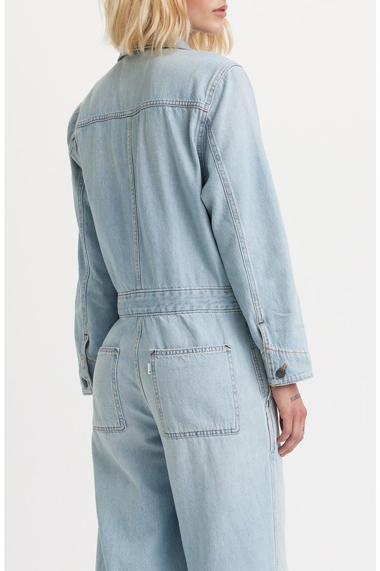 Iconic Long Sleeve Denim Wide Leg Jumpsuit, Alternate, color, ANTIGONE STRIPE CHALK PINK