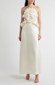 CIEBON Tashi Rosette Bodice Satin Gown