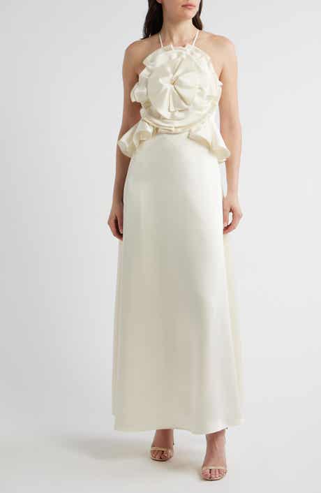 Tashi Rosette Bodice Satin Gown