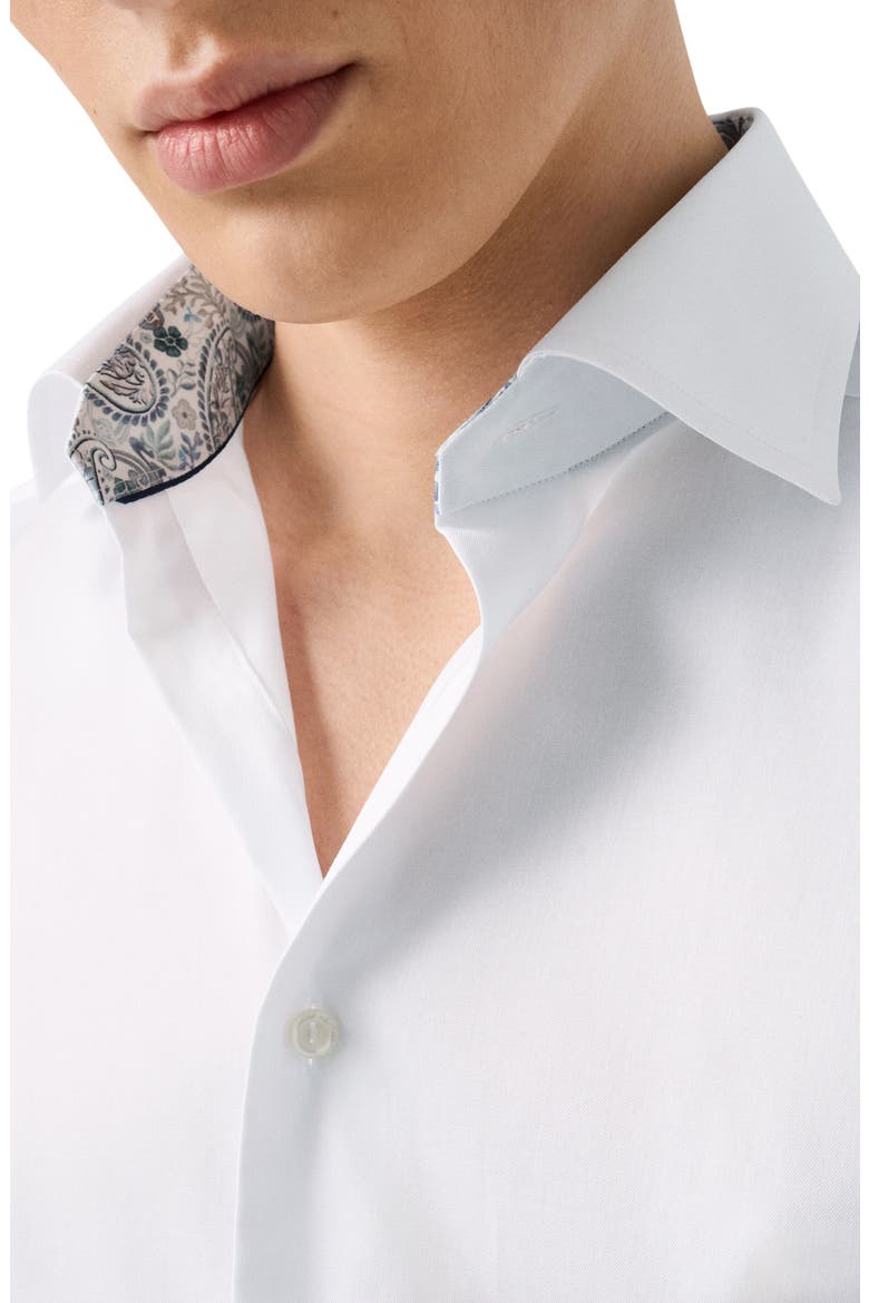 Slim Fit Solid White Cotton Twill Dress Shirt, Alternate, color, WHITE