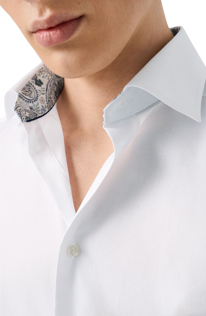 Eton Slim Fit Solid White Cotton Twill Dress Shirt, Alternate, color, White