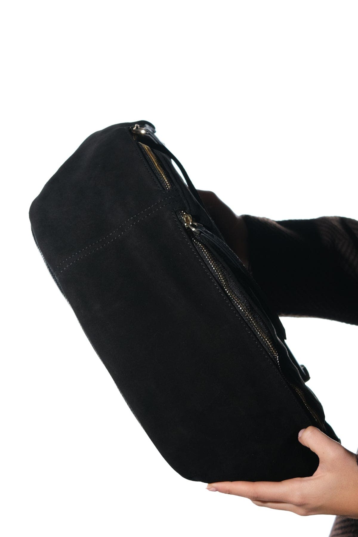 Forever & Always Shoes Sola Leather Body Bag, Alternate, color, Black Suede