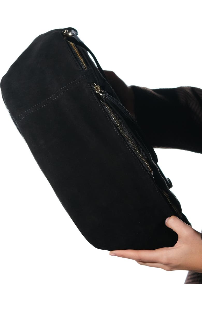 Forever & Always Shoes Sola Leather Body Bag, Alternate, color, Black Suede