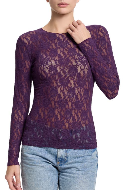 Hanky Panky Signature Lace Long Sleeve Top In Burgundy