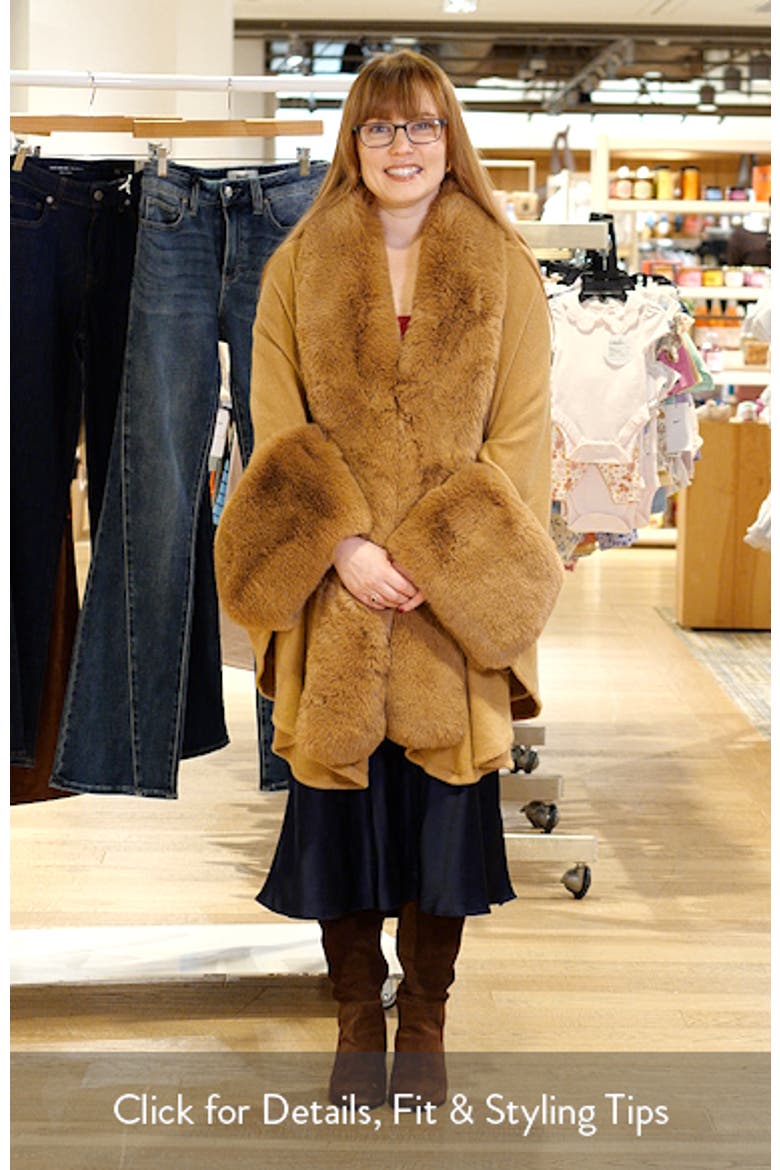 Faux Fur Trim Knit Ruana video