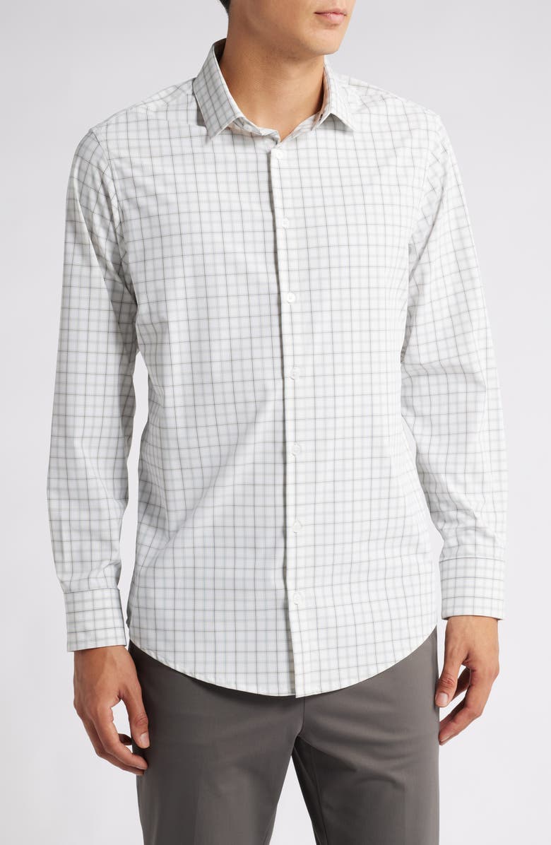 Mizzen+Main Leeward Trim Fit Check Performance Button-Up Shirt, Main, color, 