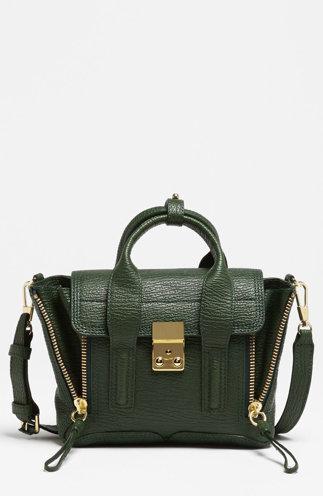 'Mini Pashli' Leather Satchel, Main, color, JADE