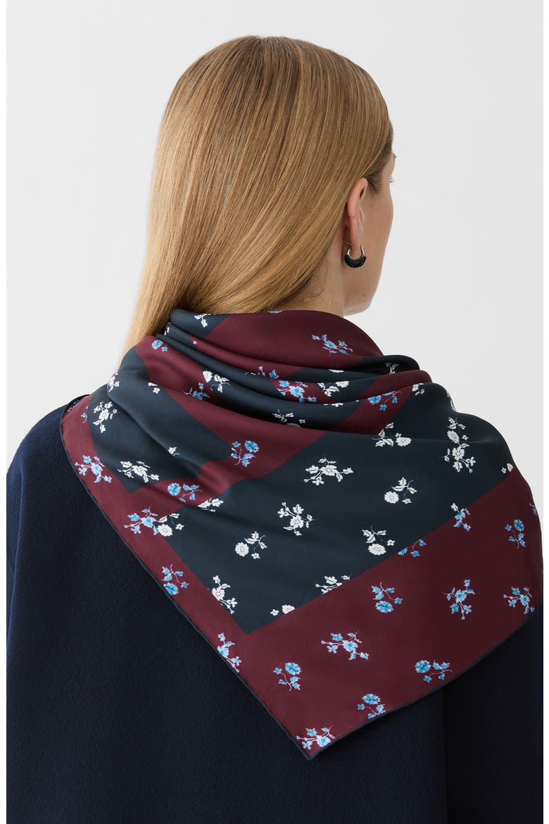 Floral Silk Scarf, Alternate, color, AUBERGINE MULTI