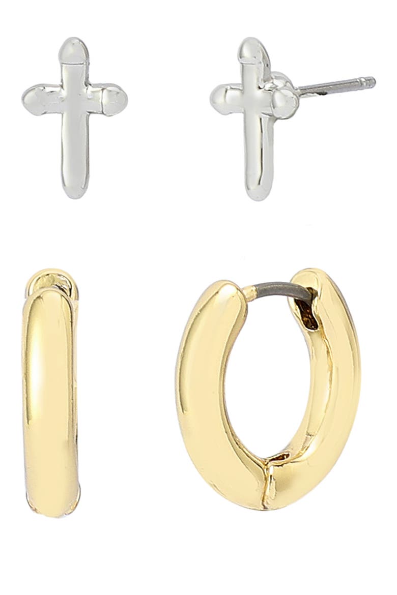 2 Pairs of Earrings, Main, color, GOLD/ RHODIUM