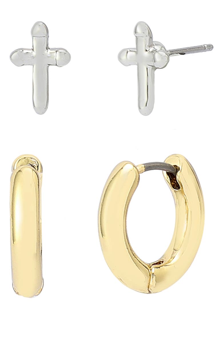 AllSaints 2 Pairs of Earrings, Main, color, Gold/ Rhodium