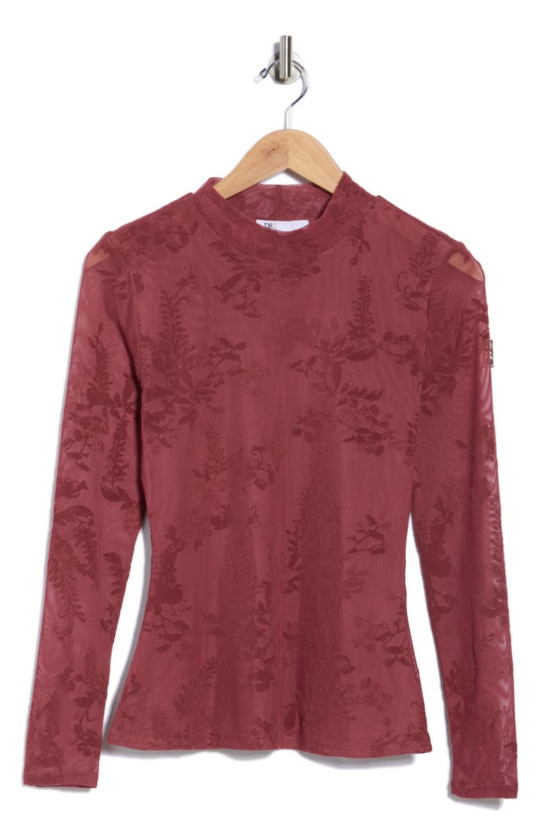 DR2 by Daniel Rainn Mesh Turtleneck Top, Alternate, color, Berry