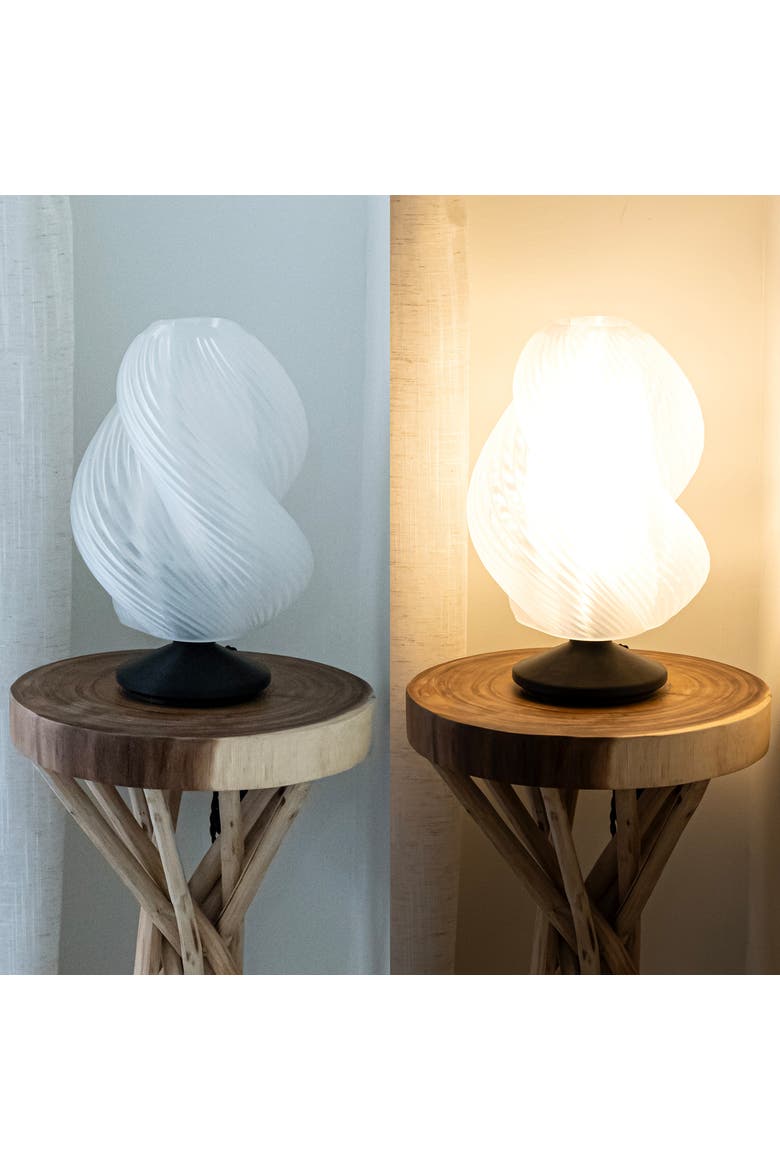 Gema 13.5" Mid-Century Coastal Plant-Based PLA 3D Printed Dimmable LED Table Lamp, Alternate, color, Light Smoke/Black