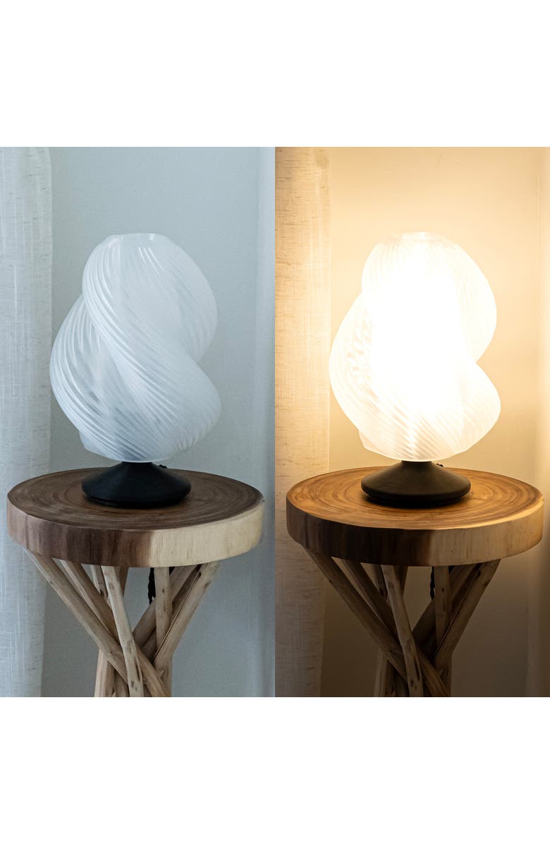 JONATHAN Y Gema 13.5" Mid-Century Coastal Plant-Based PLA 3D Printed Dimmable LED Table Lamp, Alternate, color, Light Smoke/Black