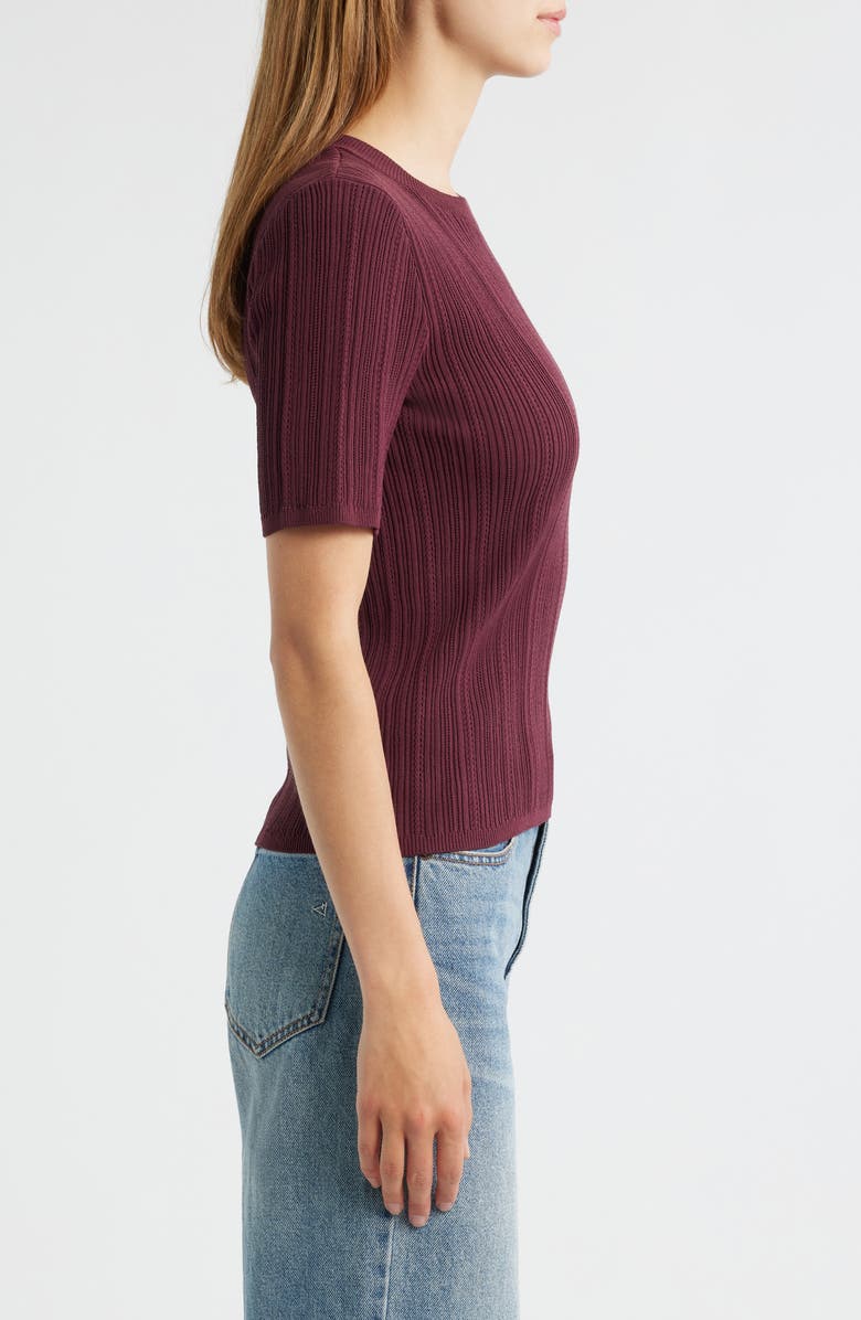 rag & bone Camryn Short Sleeve Rib Sweater, Alternate, color, Plum