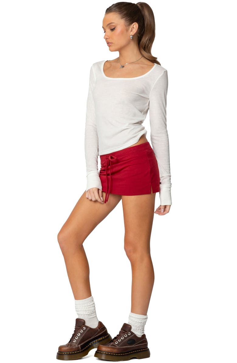 EDIKTED Bayside Stretch Cotton Micro Skort, Alternate, color, Burgundy