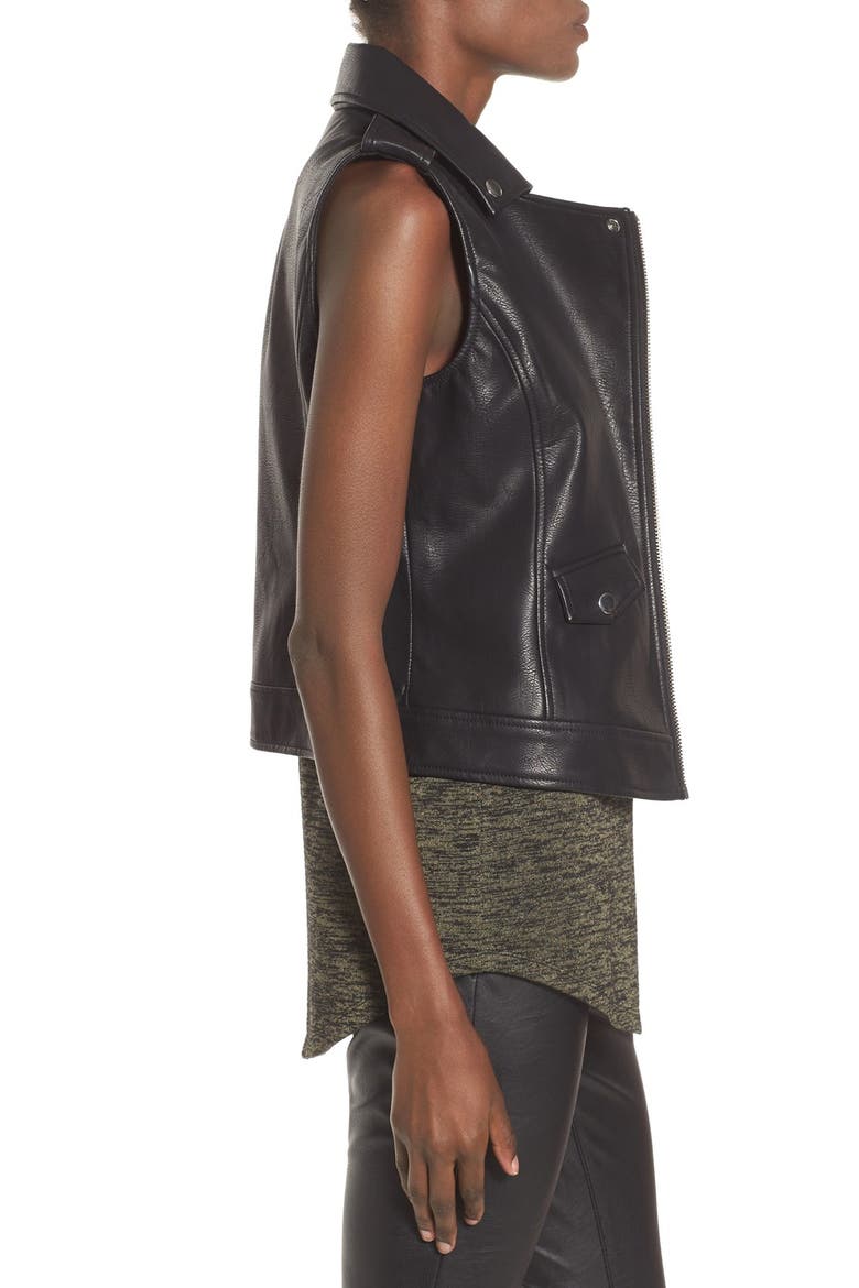 Faux Leather Vest, Alternate, color, BLACK