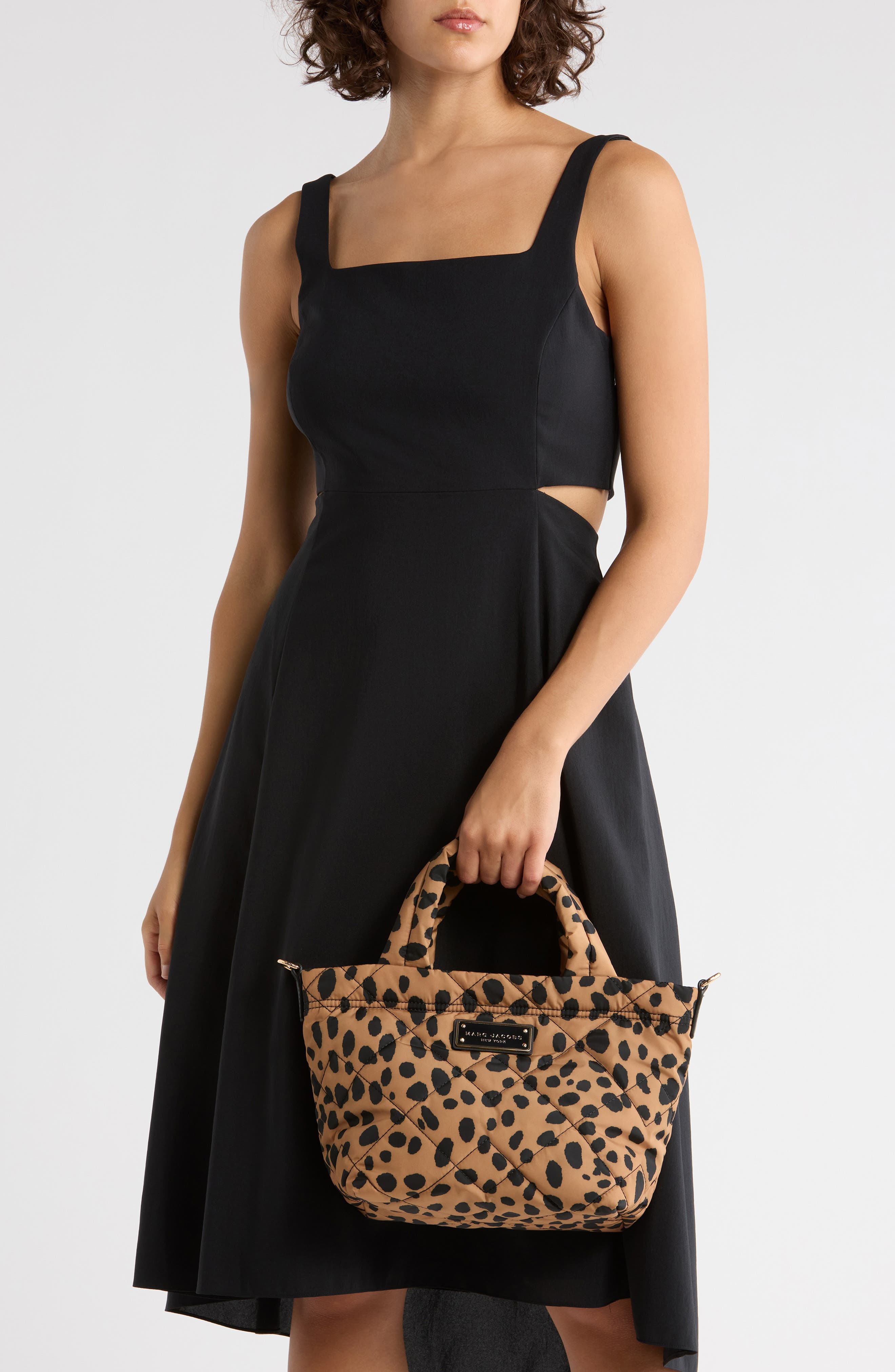 Marc Jacobs Mini Cheetah Print Quilted Nylon Tote, Alternate, color, Brown/ Black Multi