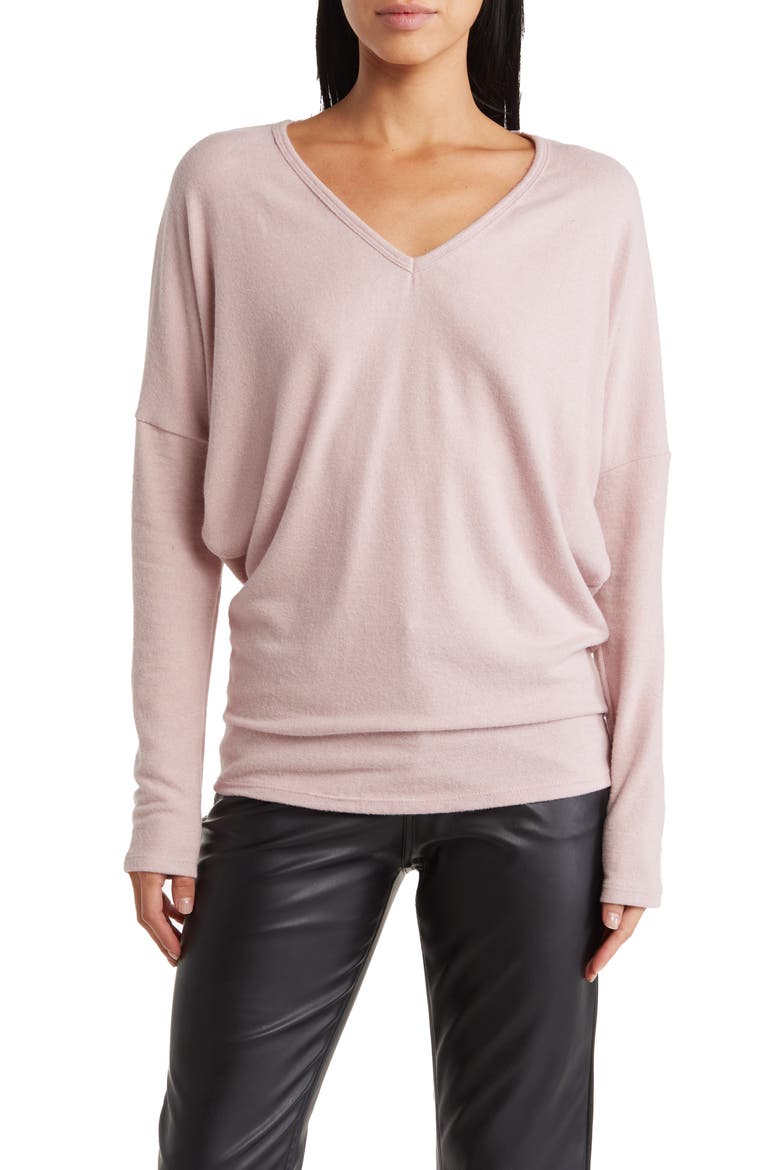 V-Neck Dolman Sleeve Sweater, Main, color, GOSSAMER PINK