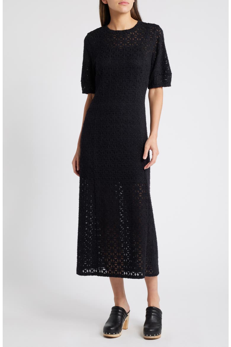 Brushed Lace Maxi Dress, Main, color, BLACK