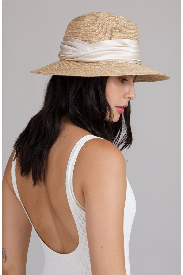 Courtney Packable Straw Fedora, Alternate, color, SAND