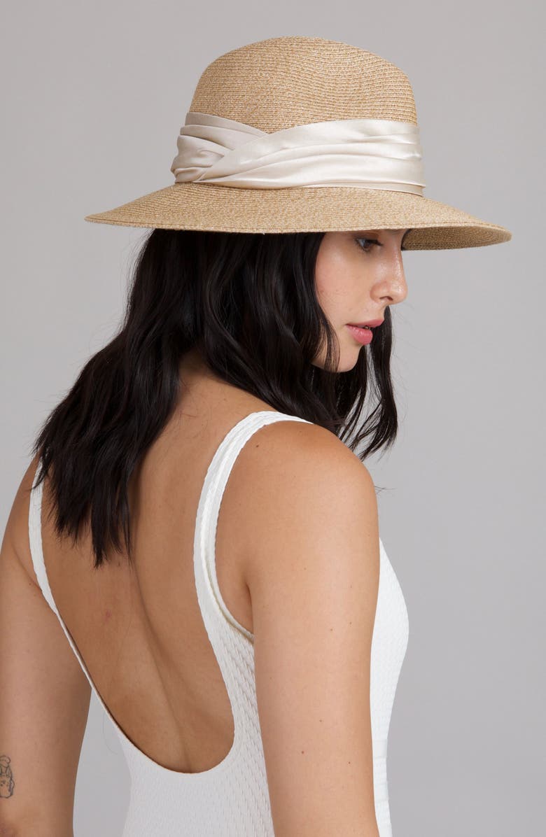 Eugenia Kim Courtney Packable Straw Fedora, Alternate, color, Sand