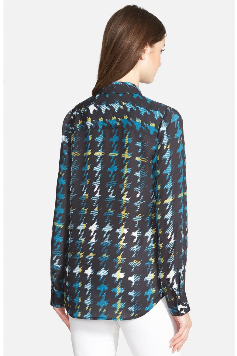 Pocket Front Print Blouse, Alternate, color, TEAL- YELLOW FRESCO PLAID