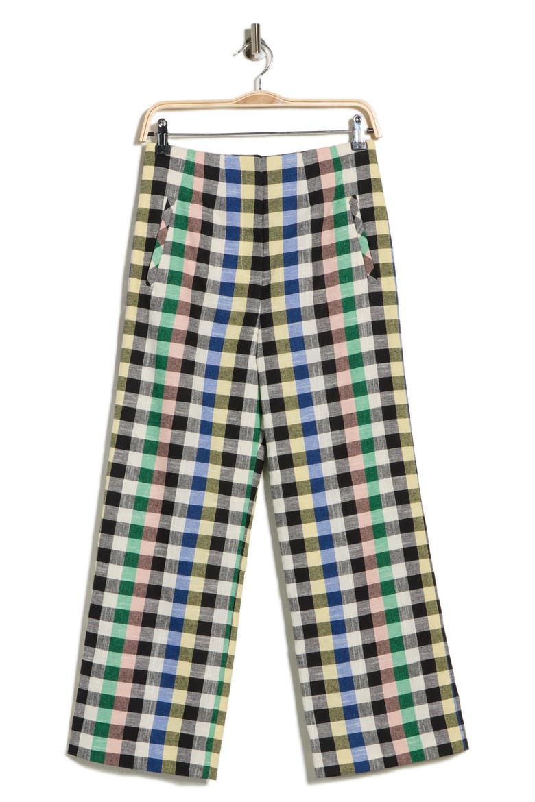Dova Check Cotton Blend Pants, Alternate, color, BLACK MULTI
