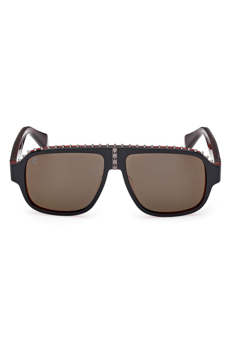 Christian Louboutin Roller 57mm Navigator Sunglasses, Main, color, Black Red / Gunmetal / Zeiss
