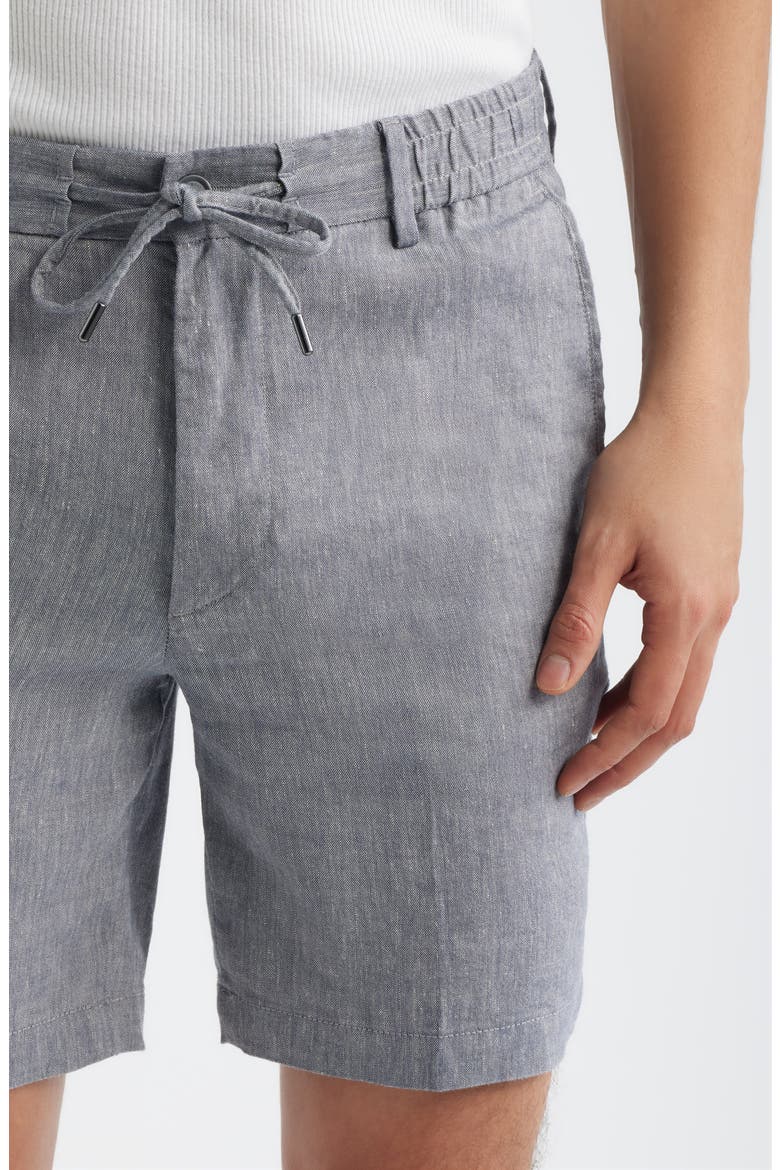 Kane Flat Front Linen Blend Drawstring Shorts, Alternate, color, OPEN BLUE