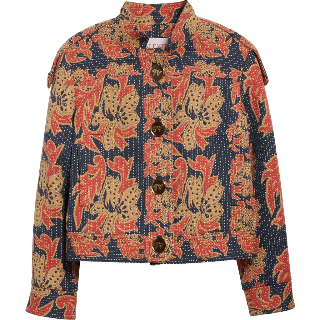 Valentino Quilted Floral Cotton-blend Jacquard Caban Jacket In Multi