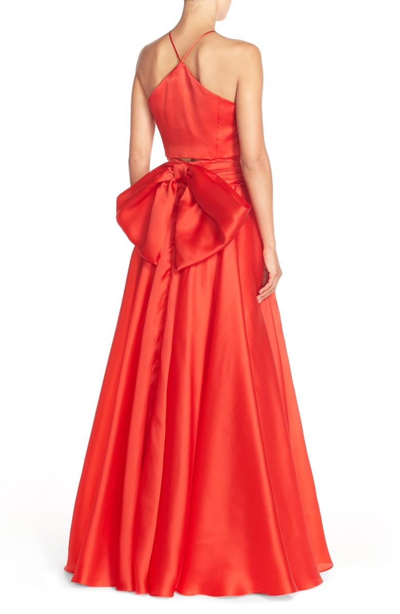 Milly Silk Satin Bow Back Ball Skirt, Alternate, color, 