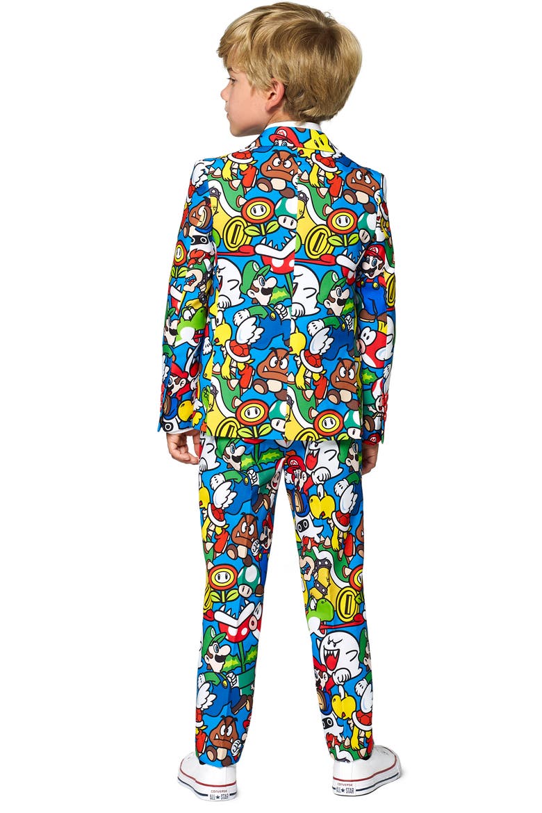 Super Mario Two-Piece Suit with Tie, Alternate, color, BLUE