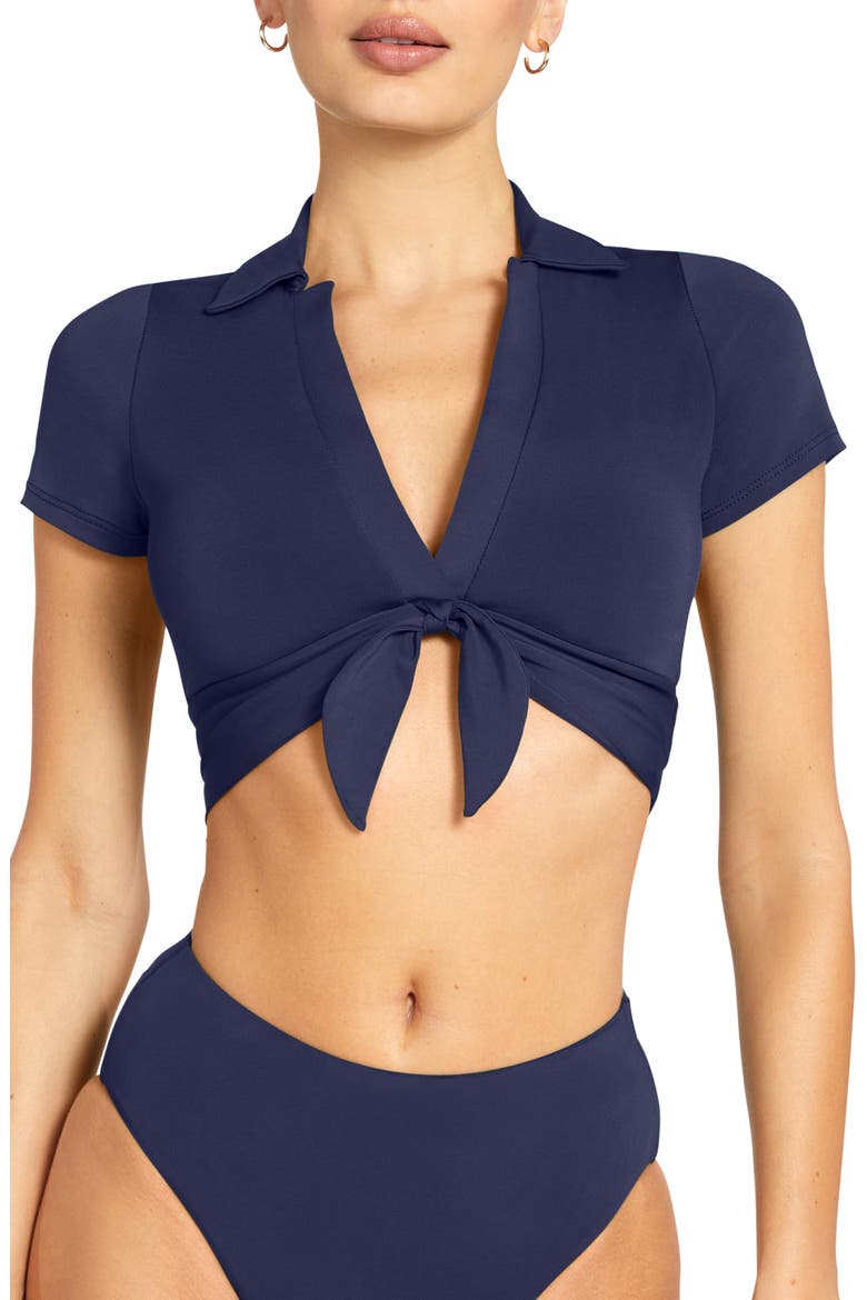 Ava Knot Front Bikini Top, Main, color, NAVY
