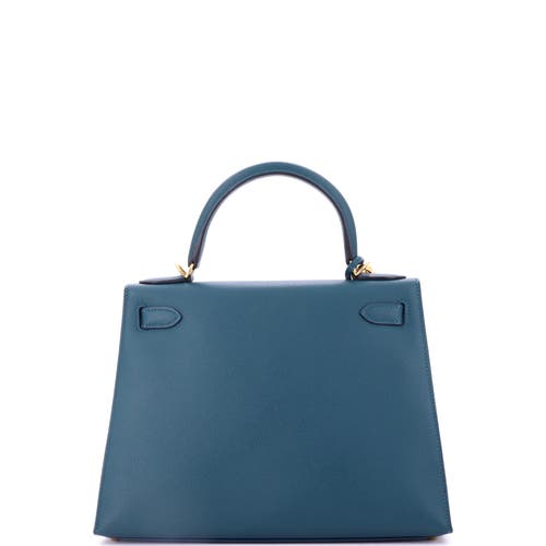 Pre-owned Hermes Hermes Kelly Handbag Blue Epsom With Gold Hardware 28 In Blue
