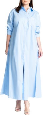 ELOQUII Collared Maxi Shirt Dress