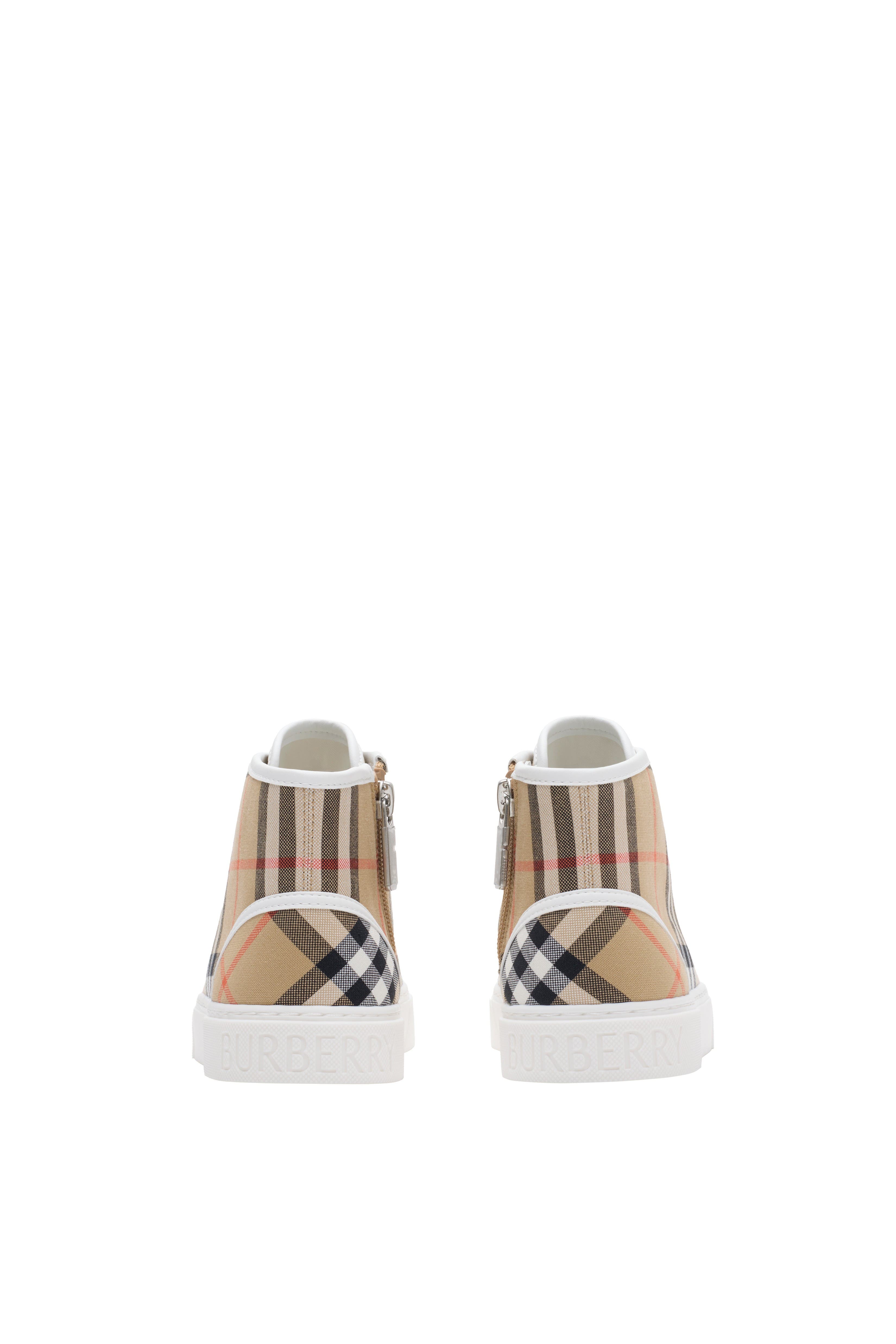 Burberry Check Cotton High-top Sneakers, Alternate, color, Sand Beige