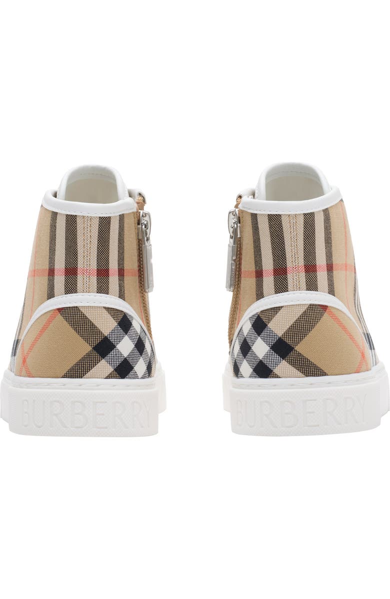 Burberry Check Cotton High-top Sneakers, Alternate, color, Sand Beige