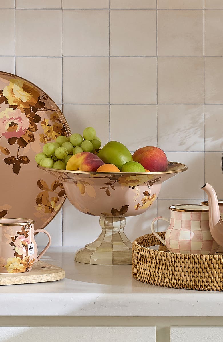 MACKENZIE CHILDS Wild Rose Mauve Large Compote, Alternate, color, Mauve