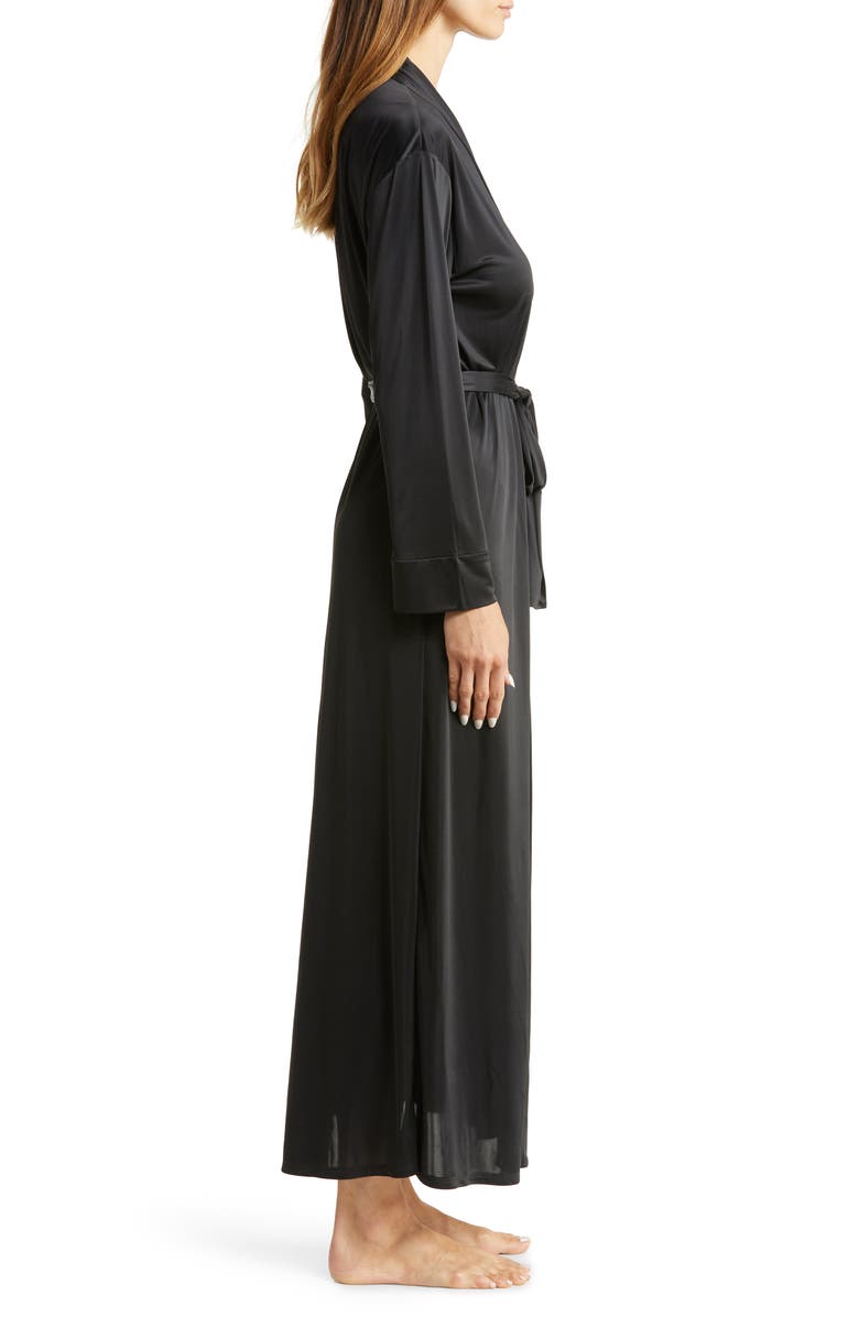 Natori Aphrodite Satin Long Robe, Alternate, color, Black